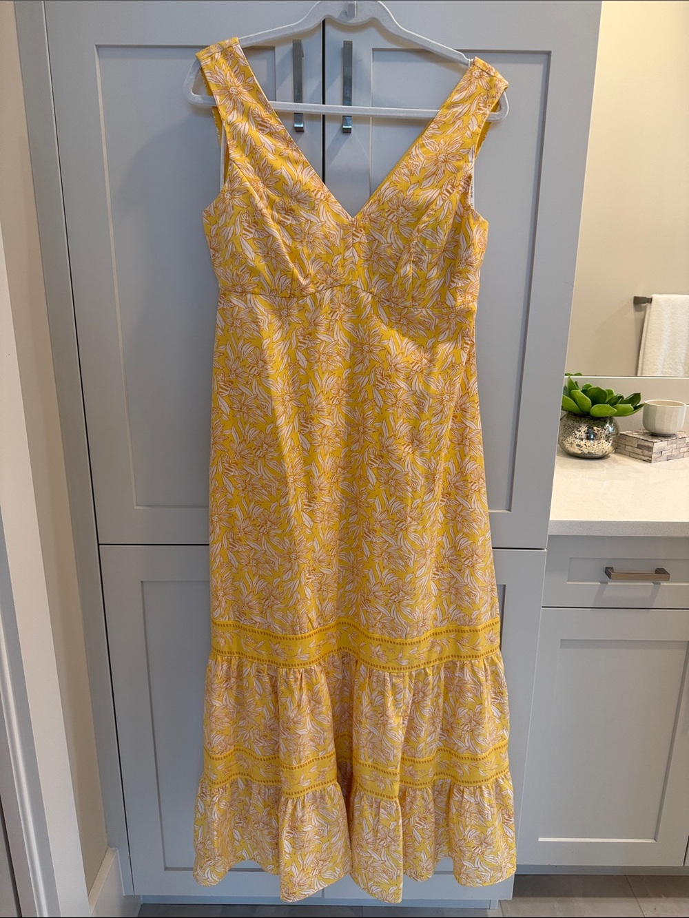 Lilly Pulitzer Yellow Floral V-Neck Maxi Dress